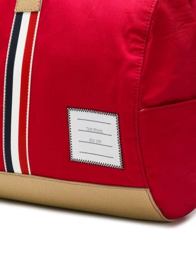 Shop Thom Browne Leather Base Gym Bag In Red