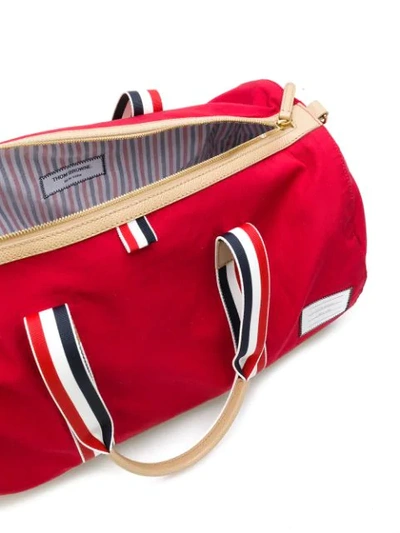 Shop Thom Browne Leather Base Gym Bag In Red