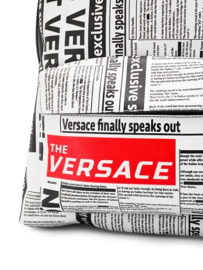 Shop Versace Headline Print Backpack In White