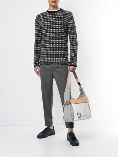 Shop As2ov Contrast Panel Shoulder Bag In Grey