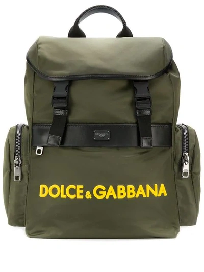 Shop Dolce & Gabbana Military Style Backpack In Green