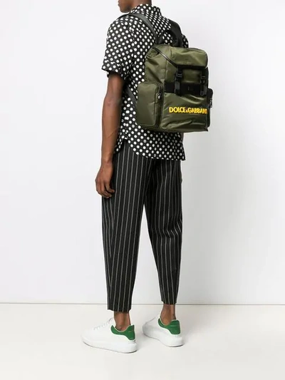 Shop Dolce & Gabbana Military Style Backpack In Green