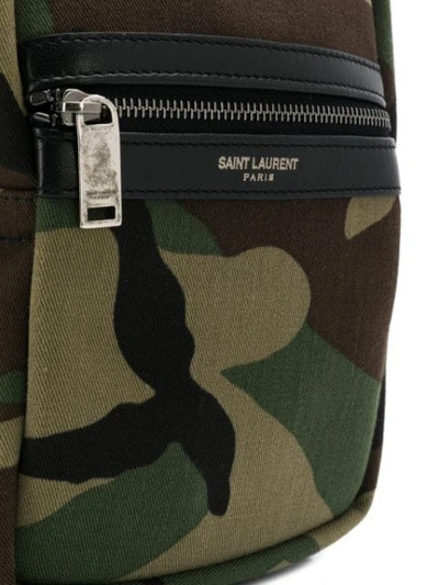 Shop Saint Laurent Camouflage Print Pouch In Green