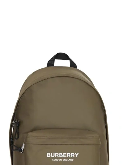 Shop Burberry Logo Print Nylon Backpack In Green