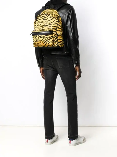 Shop Saint Laurent City Tiger-print Backpack In Yellow