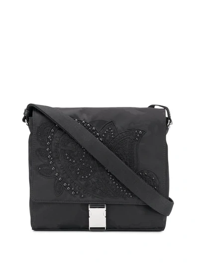 Shop Etro Embroidered Detail Shoulder Bag - Black