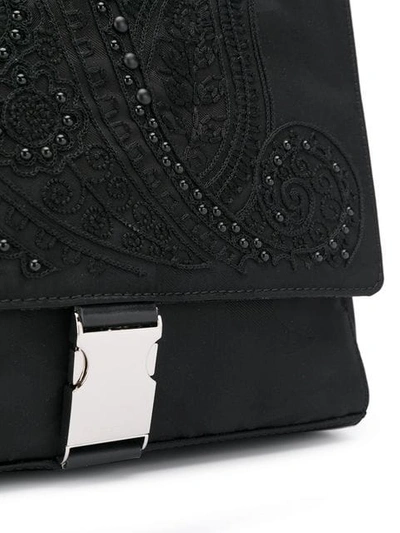 Shop Etro Embroidered Detail Shoulder Bag - Black