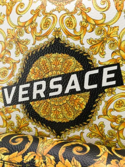 Shop Versace Baroque-print Backpack In Yellow