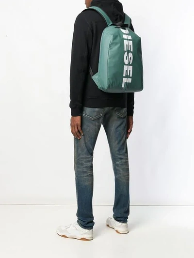 Shop Diesel Backpack With Bold Logo In Grey