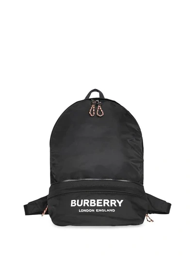 BURBERRY LOGO印花二用式腰带包 - 黑色