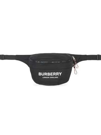Shop Burberry Logo Print Convertible Bum Bag In Black