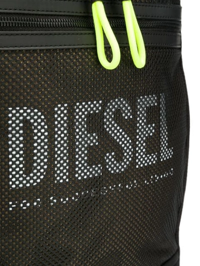 Shop Diesel Panelled Mesh Backpack In Black