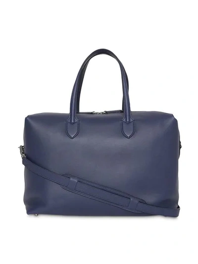 Shop Burberry Soft Leather Holdall In Blue