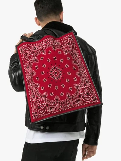 Shop Saint Laurent Red Bandana Rectangular Tote Bag