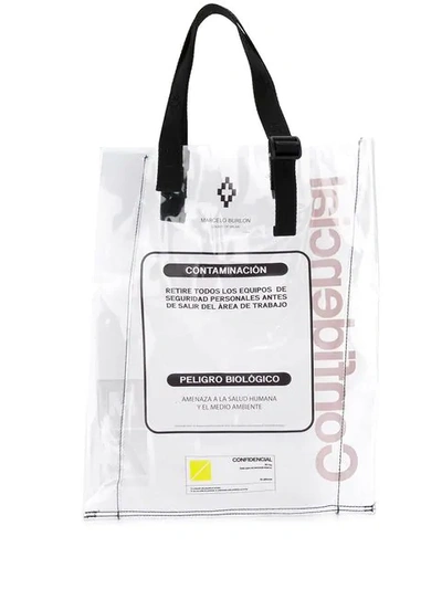 Shop Marcelo Burlon County Of Milan Warning Tote Bag In Neutrals