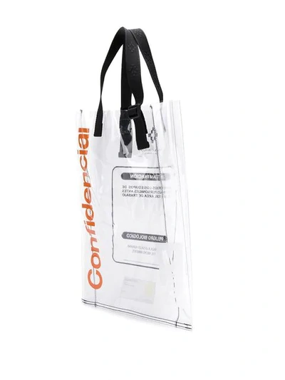 Marcelo Burlon County Of Milan Warning Transparent Pvc Shopping Bag In Neutrals