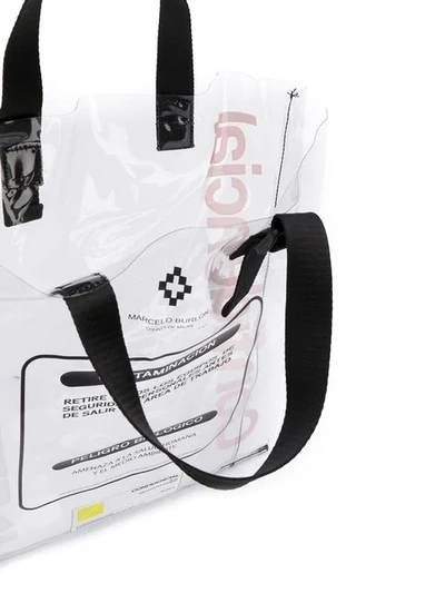 Marcelo Burlon County Of Milan Warning Transparent Pvc Shopping Bag In Neutrals