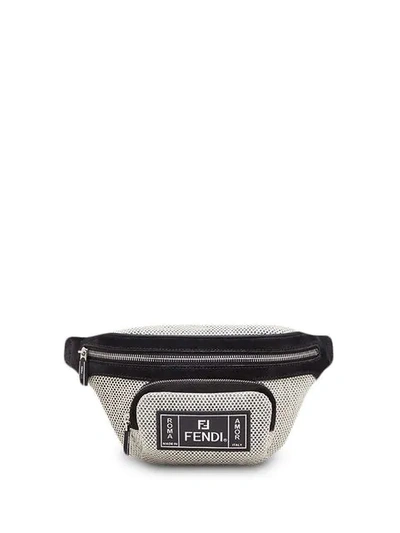 Shop Fendi Mirco-perforated Ff Belt Bag In White ,black