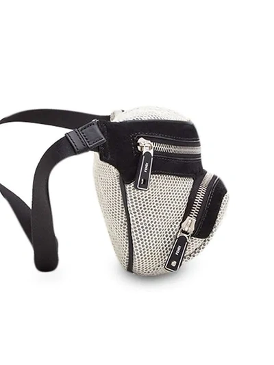 Shop Fendi Mirco-perforated Ff Belt Bag In White ,black