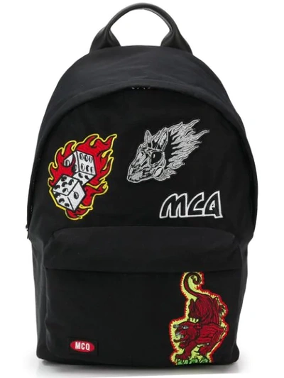 Shop Mcq By Alexander Mcqueen Flaming Badge Patch Backpack In Black