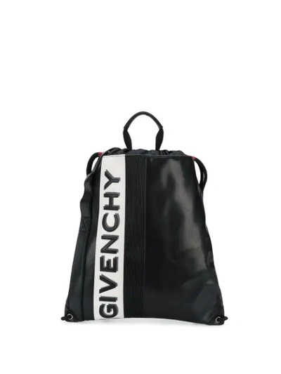 Shop Givenchy Branded Drawstring Backpack - Black