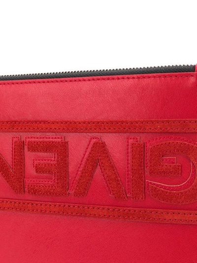 Shop Givenchy Embroidered Logo Clutch In Red