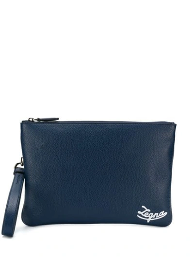 Shop Ermenegildo Zegna Small Clutch Bag In Blue