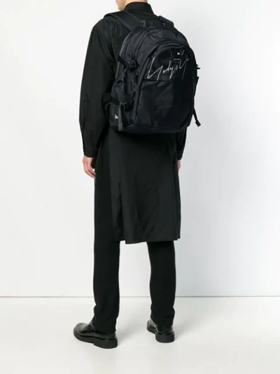 Shop Yohji Yamamoto Bestickter Rucksack  In Black