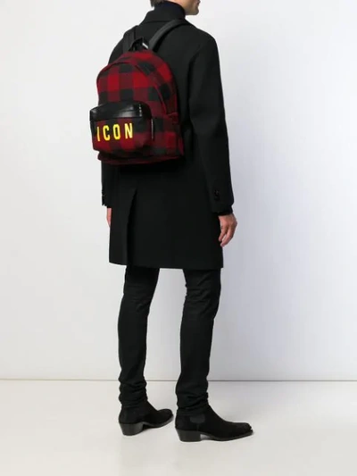 Shop Dsquared2 Plaid Icon Backpack In M1756 Red