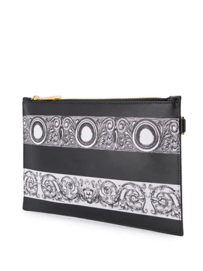 Shop Versace Medusa Baroque Paneled Clutch In Black