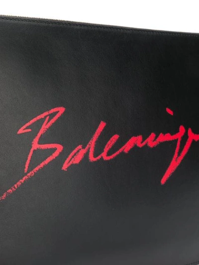 Shop Balenciaga Signature Logo Everyday Pouch In 1000 Black