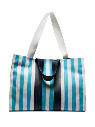 Shop Sunnei Multicoloured Striped Oversized Tote Bag In Blue