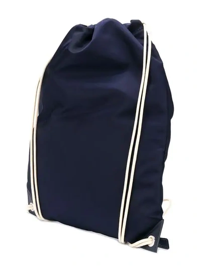 Shop Prada Drawstring Backpack In Blue