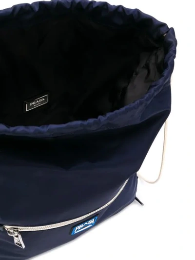 Shop Prada Drawstring Backpack In Blue
