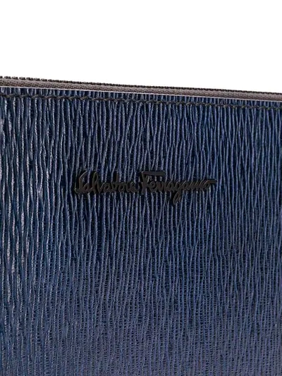 Shop Ferragamo Textured Leather Clutch Bag In Blue