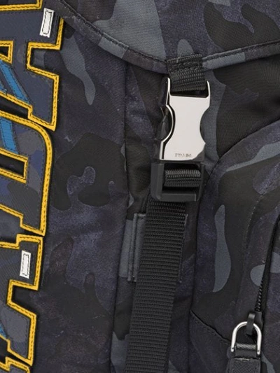 Shop Prada Printed Technical Fabric Backpack In Black