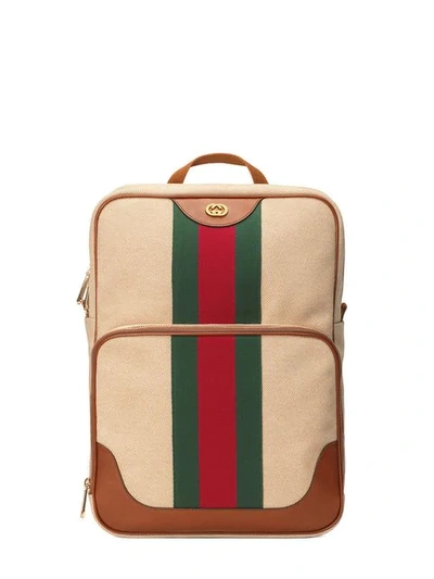 Shop Gucci Vintage Canvas Backpack In Brown