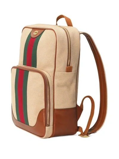Shop Gucci Vintage Canvas Backpack In Brown