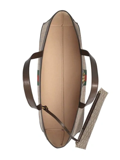 Shop Gucci Medium Ophidia Tote Bag In Brown