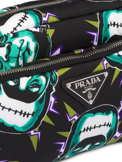 Shop Prada Printed Technical Fabric Pouch In Green