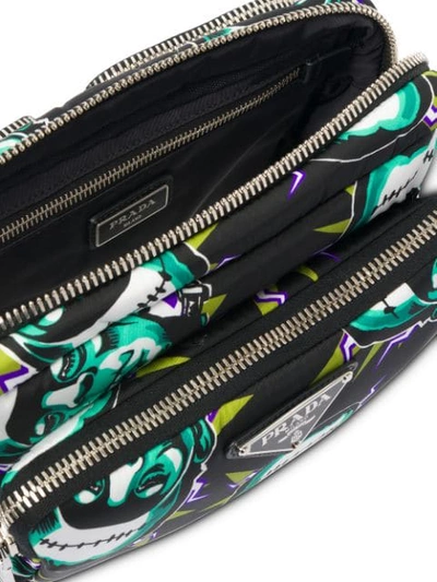 Shop Prada Printed Technical Fabric Pouch In Green