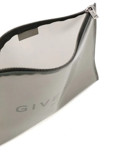 Shop Givenchy Logo Print Clutch In Grey