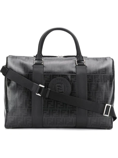 Shop Fendi Monogram Satchel Bag In Black