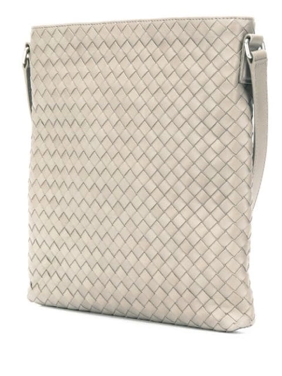 Shop Bottega Veneta Intrecciato Weave Messenger Bag In Grey