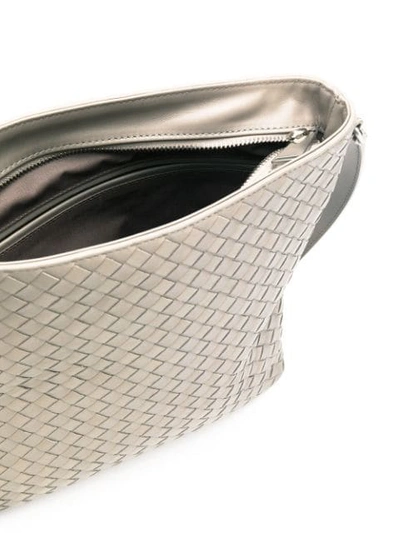Shop Bottega Veneta Intrecciato Weave Messenger Bag In Grey