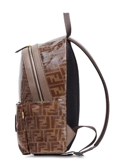 Shop Fendi Mania Ff Motif Backpack In Brown