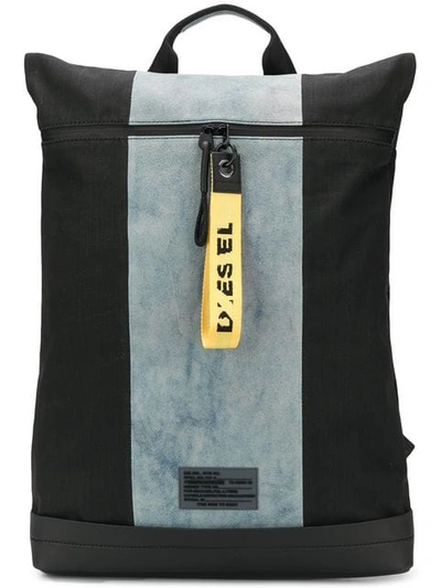 Shop Diesel Paneled Backpack In Black