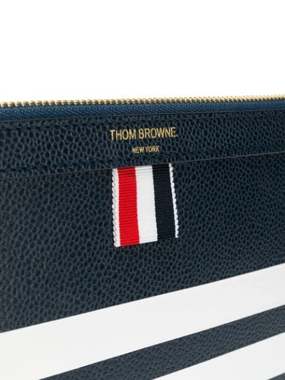 Shop Thom Browne 4-bar Stripe Leather Tablet Holder In Blue