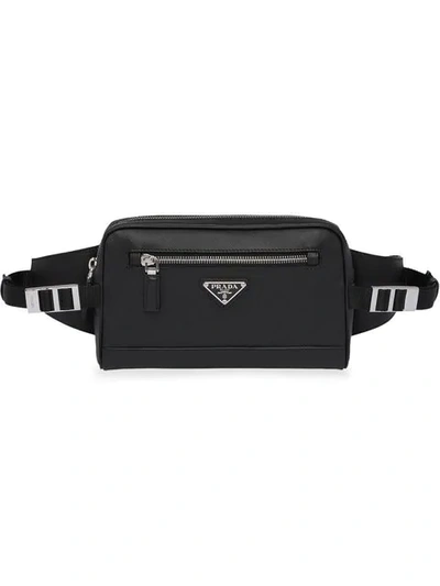 Shop Prada Triangle Logo Belt Bag In Black