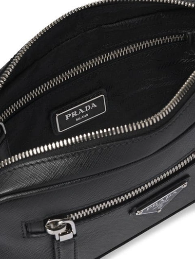 Shop Prada Triangle Logo Belt Bag In Black